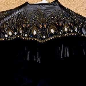 Leather fringed and embellished snake skin blouse (silk blouse)